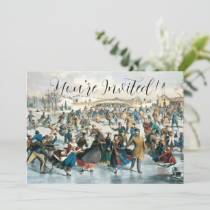 Invitation Noël victorien Central Park Currier & Ives