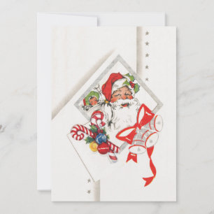 Invitation Noël vintage, Père Noël avec Canneberges