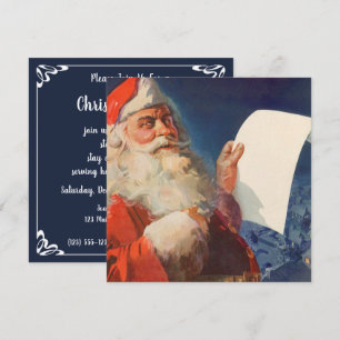 Invitation Noël vintage, Père Noël Liste des enfants sages ou
