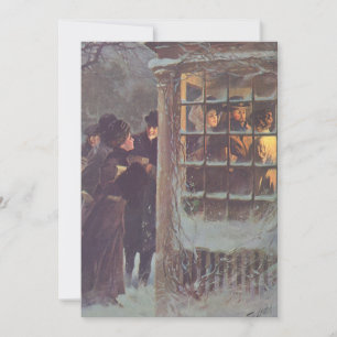 Invitation Noël vintage, peuple victorien à une fête