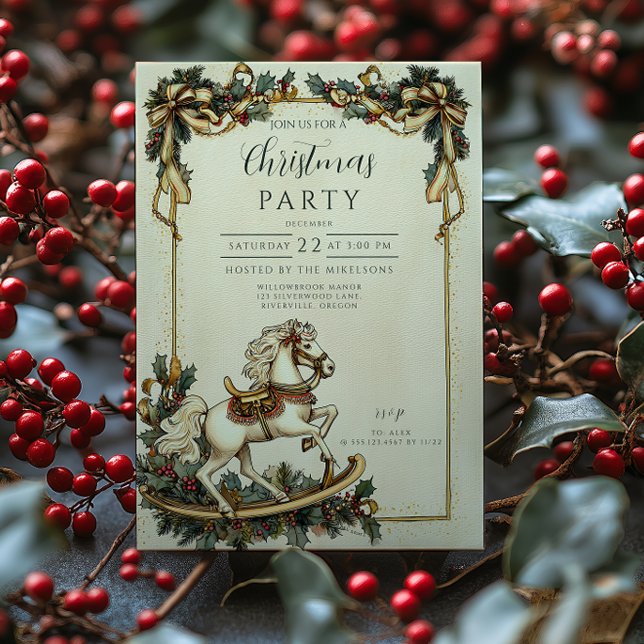 Invitation Noël vintage Rocking Horse (Créateur téléchargé)