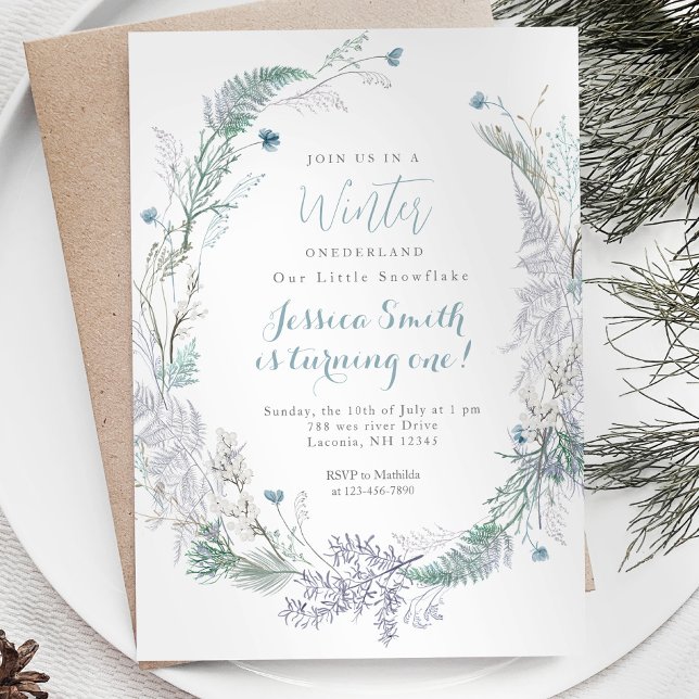 Invitation Noël Wreath Hiver Onederland 1er anniversaire (Créateur téléchargé)