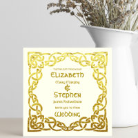 Nœud Celtique Élégant de Mariage Ivoire Faux Or Ce
