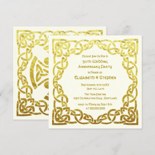 Invitation Nœud celtique en or faux pour le 50e anniversaire 