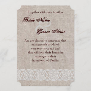 Invitation Nœud celtique sur toile de jute rustique tradition