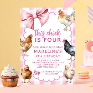 Invitation Nœud Coquette Rose Fille Bohème Fête d'anniversair