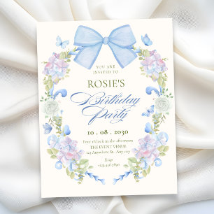 Invitation Nœud d'anniversaire floral pastel