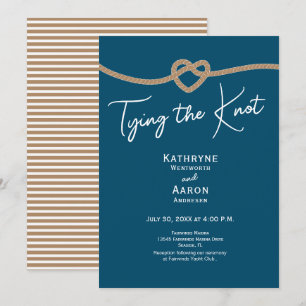 Invitation Noeud de Mariage Corde Bleu Côtier Nautique