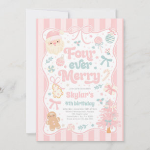 Invitation Nœud de Noël Quatre Toujours Joyeux 4ème Anniversa