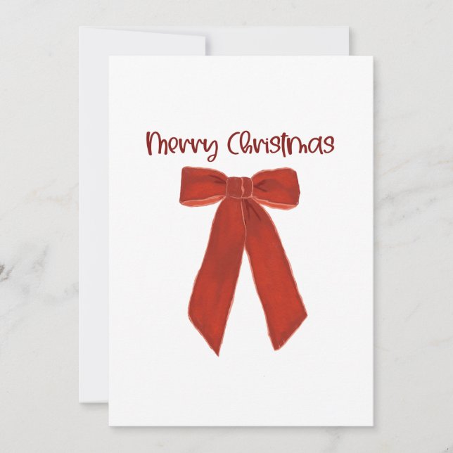 Invitation Nœud de Noël rouge avec texte Joyeux Noël (Devant)
