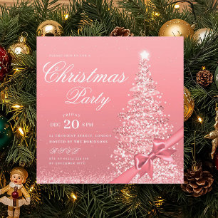 Invitation Nœud élégant de Noël d'arbre de rose d'or d'hiver