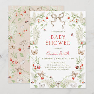 Invitation Noeud Floral de la Forêt Rustique pour Baby Shower