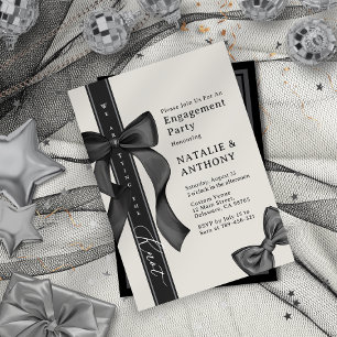 Invitation Noeud Papillon Coquette Nous Nous Marions Fiançail