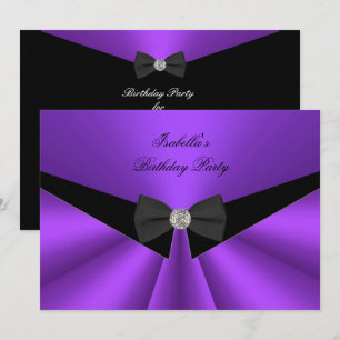 Invitation Nœud papillon noir violet Fête d'anniversaire Diam