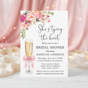 Invitation Noeud Papillon Rose Fleurs de Mariage Rose Shower