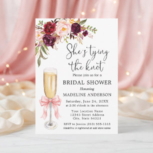 Invitation Noeud Papillon Rose Fleurs Mixtes Bridal Shower