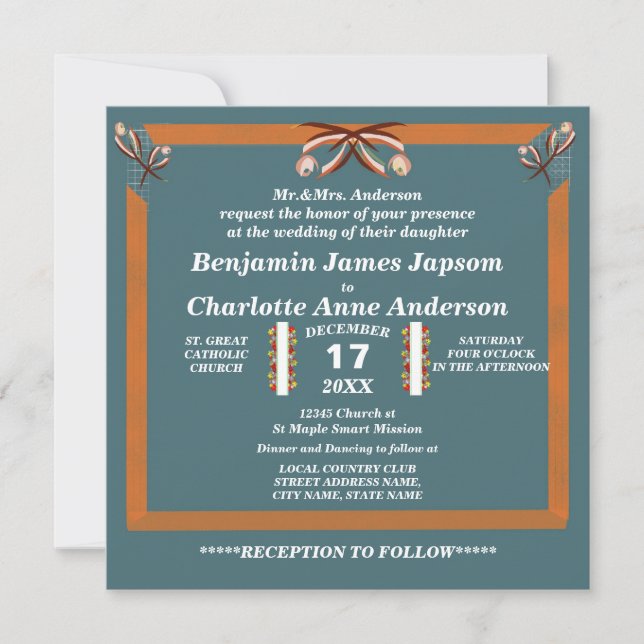 Invitation Nœud papillon simple élégant personnalisé pour mar (Devant)