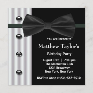 Invitation Nœud papillon smoking noir pour homme pour fête d'