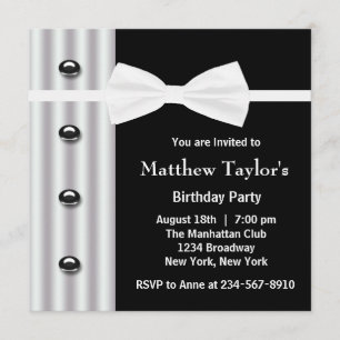 Invitation Nœud papillon smoking noir pour homme pour fête d'