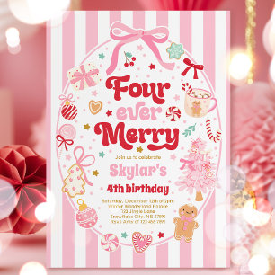 Invitation Nœud Quatre Toujours Joyeux Noël 4ème Anniversaire