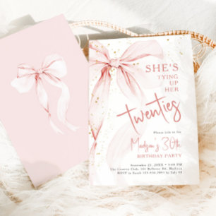 Invitation Nœud Rose 30e Anniversaire Elle Attache Ses Vingt