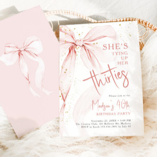 Invitation Nœud Rose 40e Anniversaire Elle boucle ses Trente