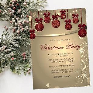 Invitation Nœud Rouge Élégant, Fête de Noël de la Société de 