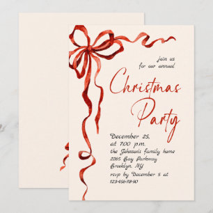 Invitation Nœud rouge fantaisiste de Noël pour fête de fin d'