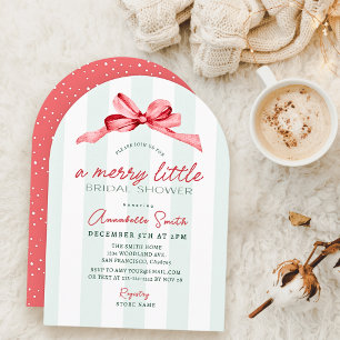 Invitation Noeud Rouge & Rayures Vertes Joyeuse Petite Fête d