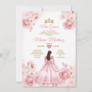 Invitation Nœuds de ruban rose aquarelle Mis Quince