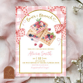 Invitation Nœuds En Gingham Rose Et Baby Shower Brunch