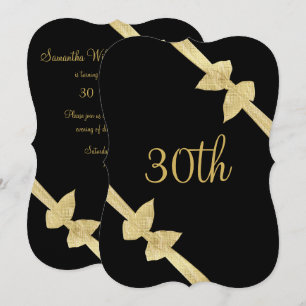 Invitation Nœuds en Or Faux Élégants 30ème Anniversaire