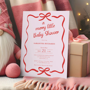 Invitation Nœuds fantaisistes rouges roses Baby shower joyeus