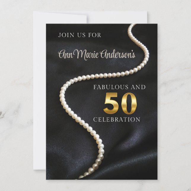 Invitation Noir 50 ans et Fabuleux (Devant)