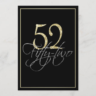 Invitation Noir argenté formel et cinquante-deuxième fête