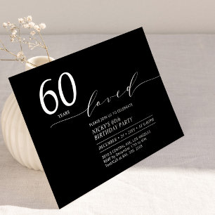 Invitation Noir & Blanc   60 Ans Fêtés Fête d'anniversaire 60