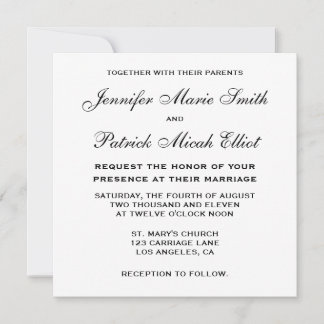 Invitation noir/blanc/argenté classique de mariage