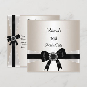 Invitation Noir Blanc Bijou Arc 30ème Anniversaire Argent Sép