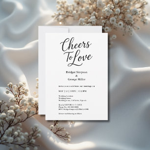 Invitation noir & blanc Cheers to Love Charme de mariage élég