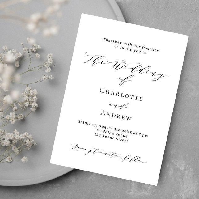 Invitation Noir blanc classique formel code QR RSVP mariage (Créateur téléchargé)