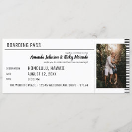 Invitation Noir & Blanc Destination Mariage avec Photo