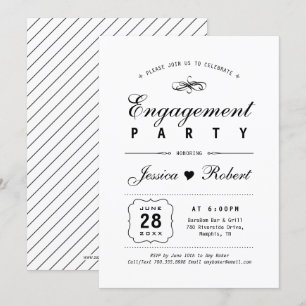Invitation Noir & Blanc   Elegant Engagement Party