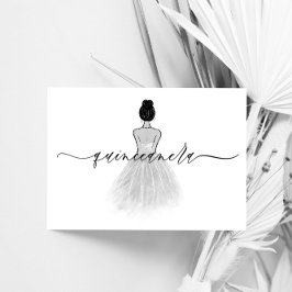 Invitation Noir & Blanc Elegant Vintage Classique Quinceanera