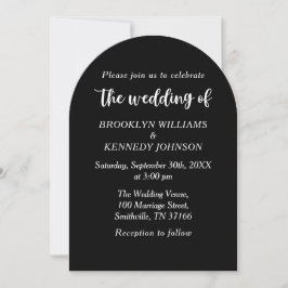 Invitation Noir Blanc Floral Botanogramme Nom du couple