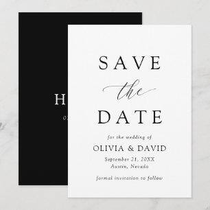 Invitation Noir & Blanc Minimaliste Mariage Enregistrer La Da