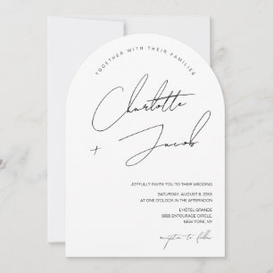 Invitation Noir blanc minimaliste moderne Mariage d'arc de sc