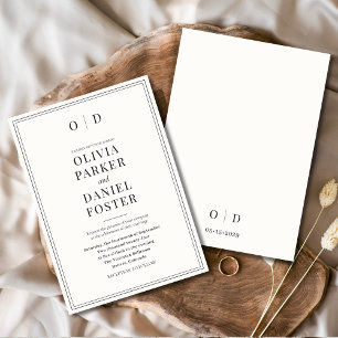 Invitation Noir & Blanc minimaliste Moderne Mariage élégant