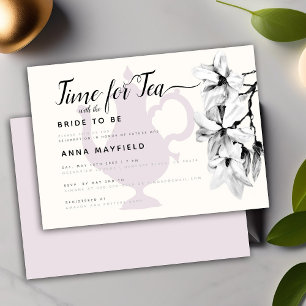 Invitation Noir blanc moderne Magnolia temps pour la nuptiale