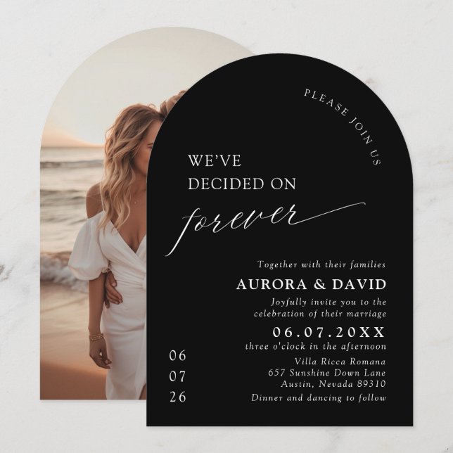 Invitation Noir & Blanc Nous avons décidé de Mariage pour tou (Devant / Derrière)