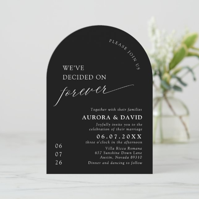 Invitation Noir & Blanc Nous avons décidé de Mariage pour tou (Debout devant)